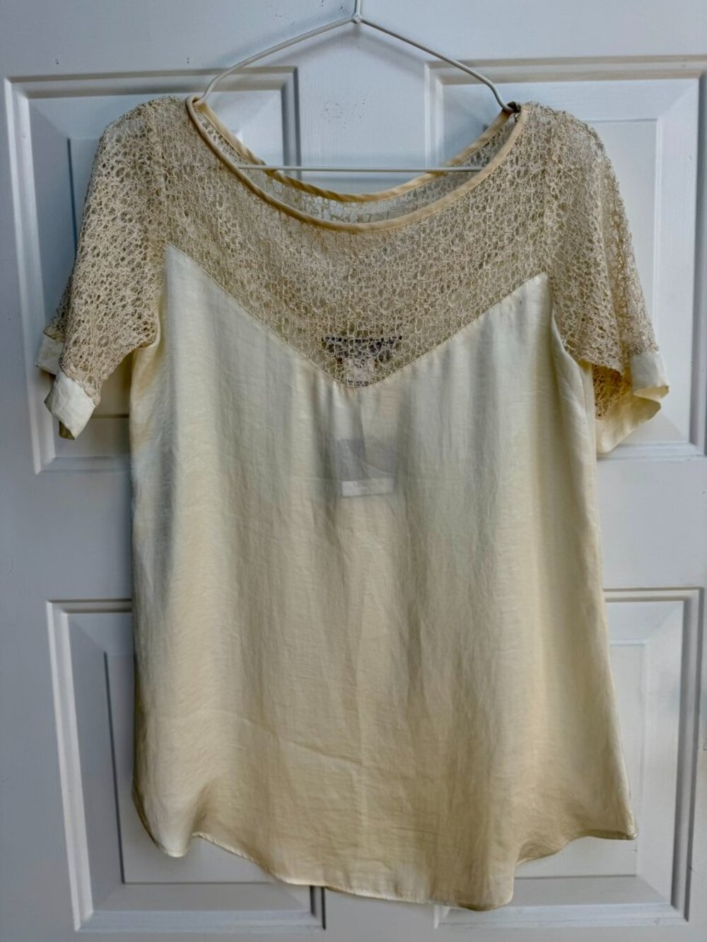 Atina Cristina Cream Lace Yoke Blouse NWT Size XS